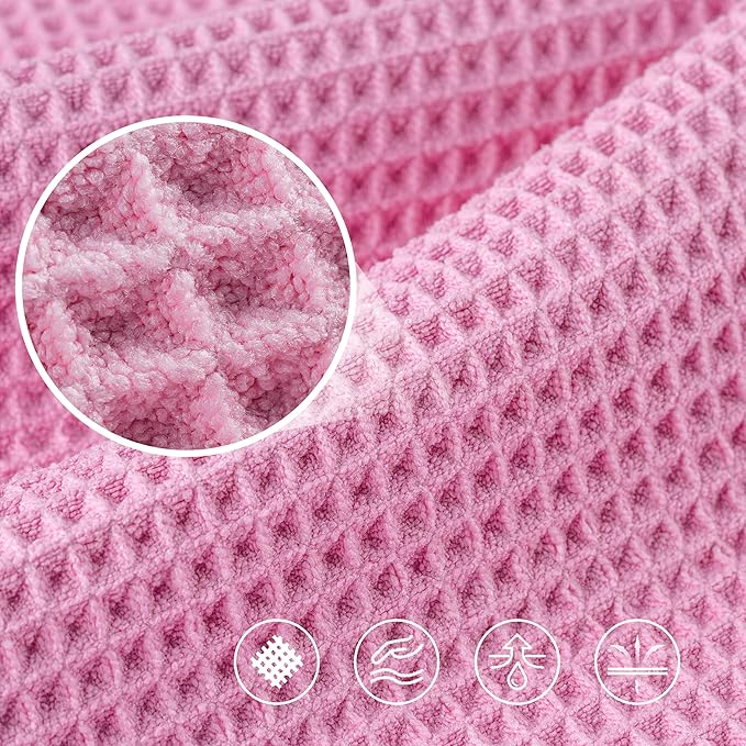430 GSM Microfiber Oversize Quick Dry Lint Free Bath Towel, 60 x 30 in, 4 Pack (Waffle Weave)