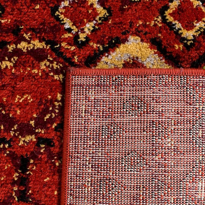SAFAVIEH Amsterdam Collection Accent Rug - 3' x 5', Terracotta & Multi, Moroccan Boho Design, Non-Shedding & Easy Care, Ideal for High Traffic Areas in Entryway, Living Room, Bedroom (AMS108D)