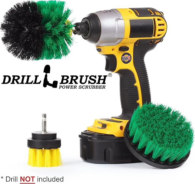 3 Rotary Power Scrub Brushes for Tile, Grout, Shower, Tub, Sink Hard Water Stains