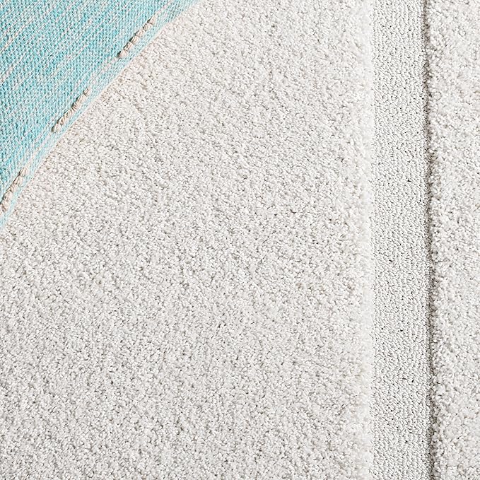 SAFAVIEH Florida Shag Collection Area Rug - 9'6" x 13', Creme & Creme, Border Design, Non-Shedding & Easy Care, 1.2-inch Thick Ideal for High Traffic Areas in Living Room, Bedroom (SG454-1111)