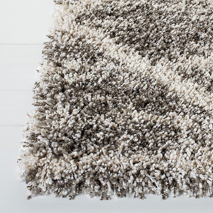 SAFAVIEH Hudson Shag Collection Area Rug - 8' Square, Distressed Grey & Ivory, Trellis Design, Non-Shedding & Easy Care, 2-inch Thick Ideal for High Traffic Areas in Living Room, Bedroom (SGH281K)