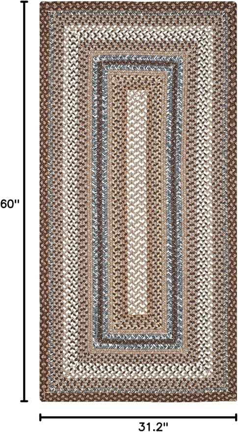 SAFAVIEH Washable Rug Outdoor Braided Collection - 2'6" x 5' Half Moon Shape, Brown & Multi, Handmade & Reversible, Non-Shedding & Easy to Clean, Entryway, Front Door, Kitchen, Mudroom (BRD313A)