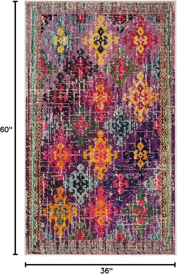 SAFAVIEH Monaco Collection Accent Rug - 3' x 5', Purple & Multi, Boho Diamond Trellis Design, Non-Shedding & Easy Care, Ideal for High Traffic Areas in Entryway, Living Room, Bedroom (MNC244P)