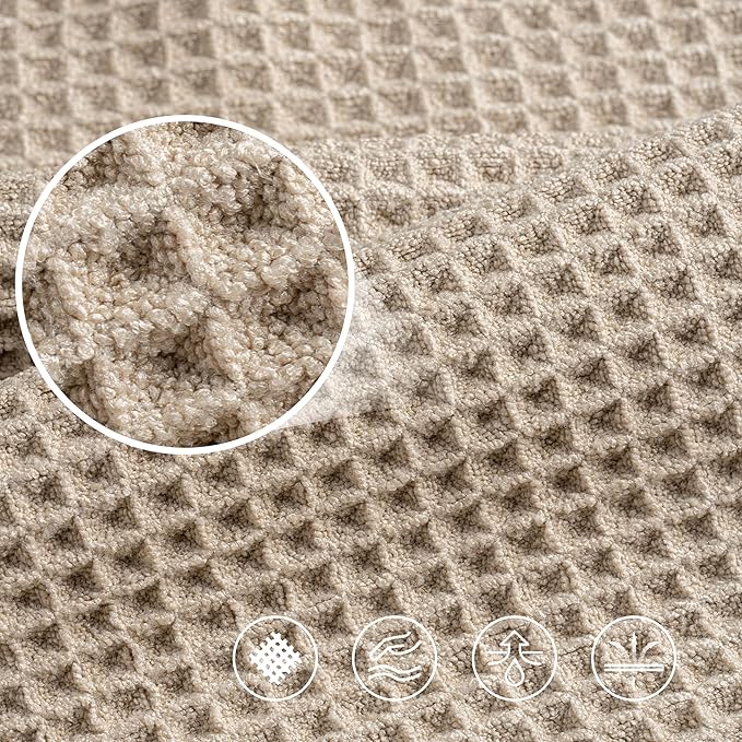 430 GSM Microfiber Oversize Quick Dry Lint Free Bath Towel, 60 x 30 in, 4 Pack (Waffle Weave)