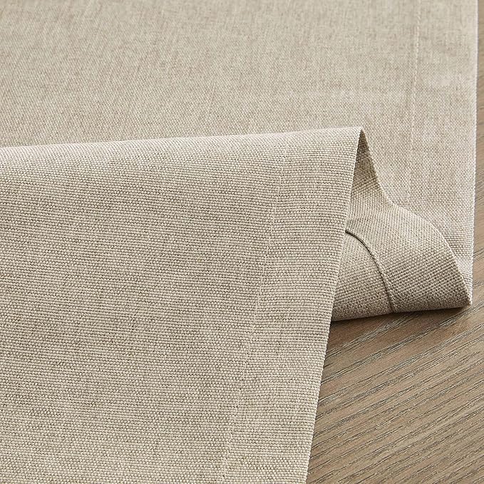 ZeeMart Basic Linen Style Table Runner, 14 x 48 Inch Natural Chambray, Rustic Farmhouse Neutral Beige Table Runners 48 Inches Long, Everyday Polyester Table Runner - Machine Washable & Easy Care