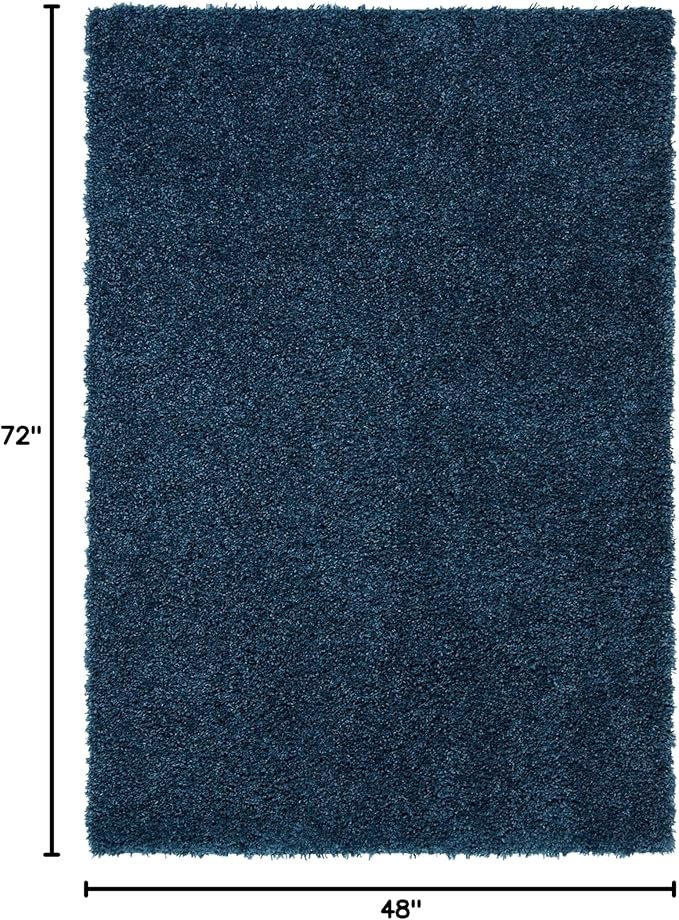 SAFAVIEH August Shag Collection Accent Rug - 4' x 6', Navy, Solid Design, Non-Shedding & Easy Care, 1.5-inch Thick Ideal for High Traffic Areas in Entryway, Living Room, Bedroom (AUG200M)