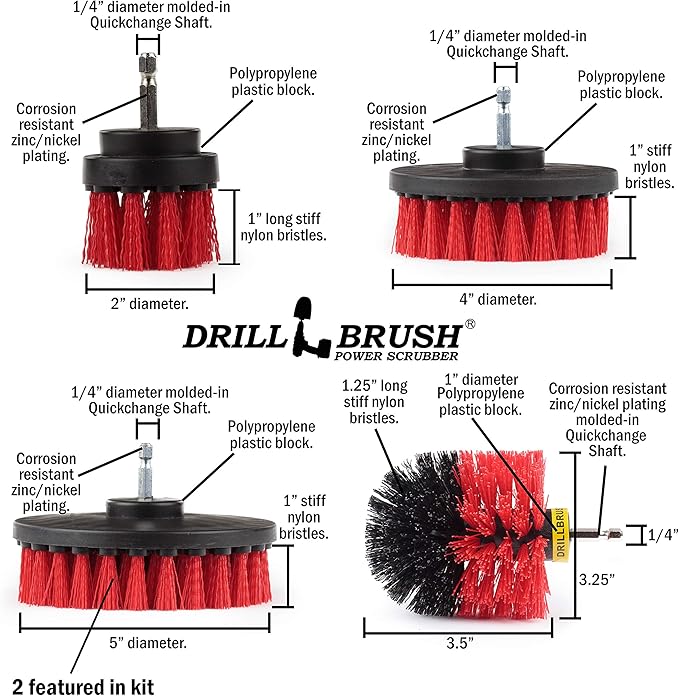Outdoor Cleaning Supplies - Bird Bath Brush - Garden Statues Cleaning Kit - Outdoor Water Fountain Cleaning Brush - Headstone Restoration Brush Kit - Outdoor Granite Cleaner - Concrete Cleaning Brush