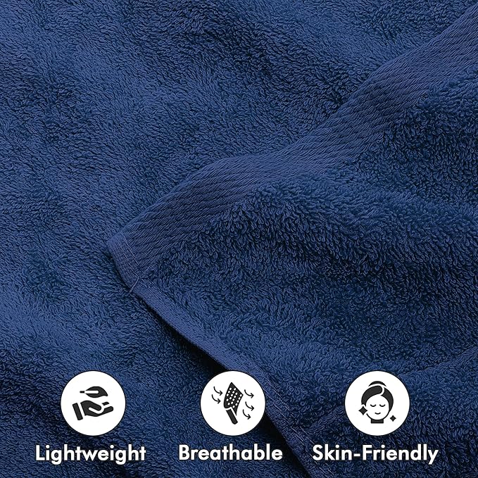 100% Cotton Hand Towels for Bathroom – Soft & Absorbent Towel Set– Pack of 6 Small Towel (34x20in) – Quick Dry Luxury Cotton Hand Towels – Royal Blue