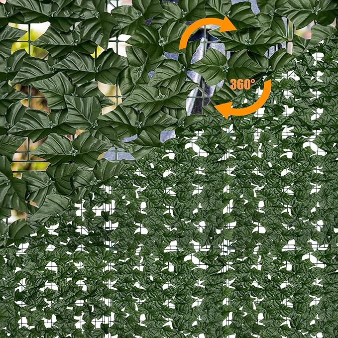 Artificial Ivy Privacy Fence Screen:140" by 60" (58.5 SQFT) UV-Anti Faux Hedge Fence and Fake Ivy Vine Leaf Wall Panels for Indoor&Outdoor Green Backdrop, Garden Greenery Decor