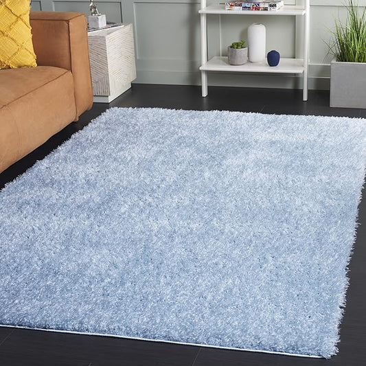 SAFAVIEH Lindsay Shag Collection Square Rug - 6'7" Square, Aqua, Contemporary Design, Ideal for High Traffic Areas in Bedroom, Dining Room & Kitchen (LNS560J-7SQ)