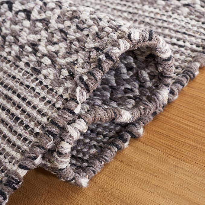 SAFAVIEH Montauk Collection 4' Round Ivory/Anthracite MTK330N Handmade Flatweave Boho Farmhouse Cotton Entryway Foyer Living Room Bedroom Kitchen Area Rug