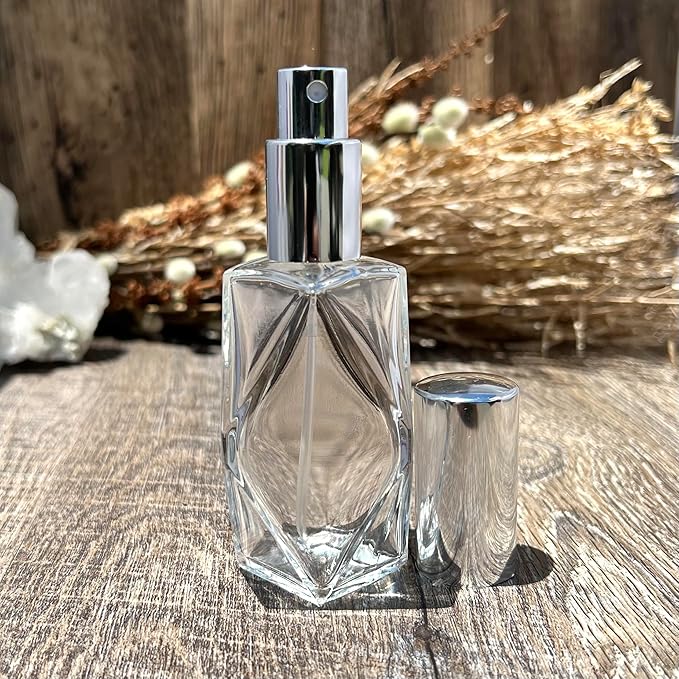 The Parfumerie Diamond 2 oz.Spray Perfume Bottle. Fine Mist Luxury Perfume Cologne Atomizer for Essential Oil Aromatherapy Perfume Cologne Refillable (2 oz. 12 Bottles, Silver)