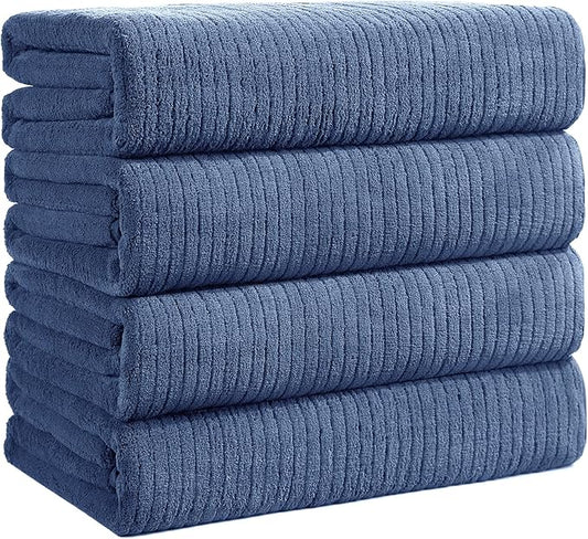 Bath Towels Set of 4 Extra Large 35 x 70 Inches,Luxury Thick High Absorbent and Quick Dry Bath Sheet,Ultra Soft Microfiber,Bathroom,Beach,Yoga,Sport,SPA,Fitness (Electric Blue)
