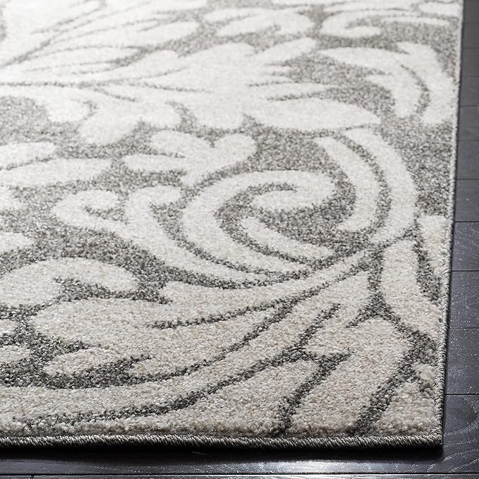 SAFAVIEH Amherst Collection Accent Rug - 2'6" x 4', Dark Grey & Beige, Floral Design, Non-Shedding & Easy Care, Ideal for High Traffic Areas in Entryway, Living Room, Bedroom (AMT425R)