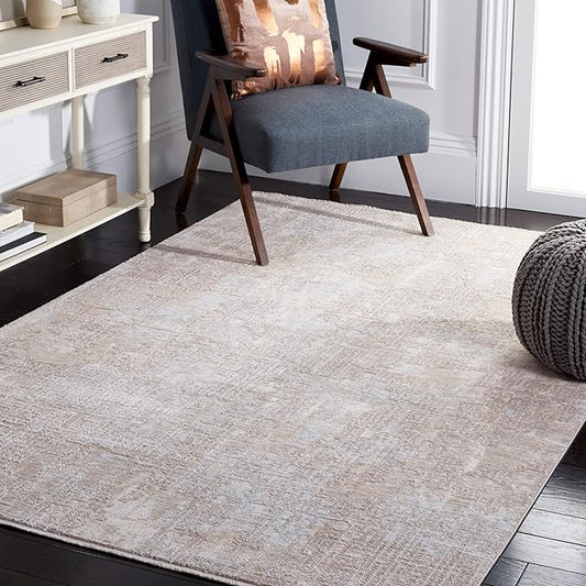 SAFAVIEH Marmara Collection Accent Rug - 4' x 6', Grey & Beige Blue, Modern Design, Non-Shedding & Easy Care, Ideal for High Traffic Areas in Entryway, Living Room, Bedroom (MRM314F)