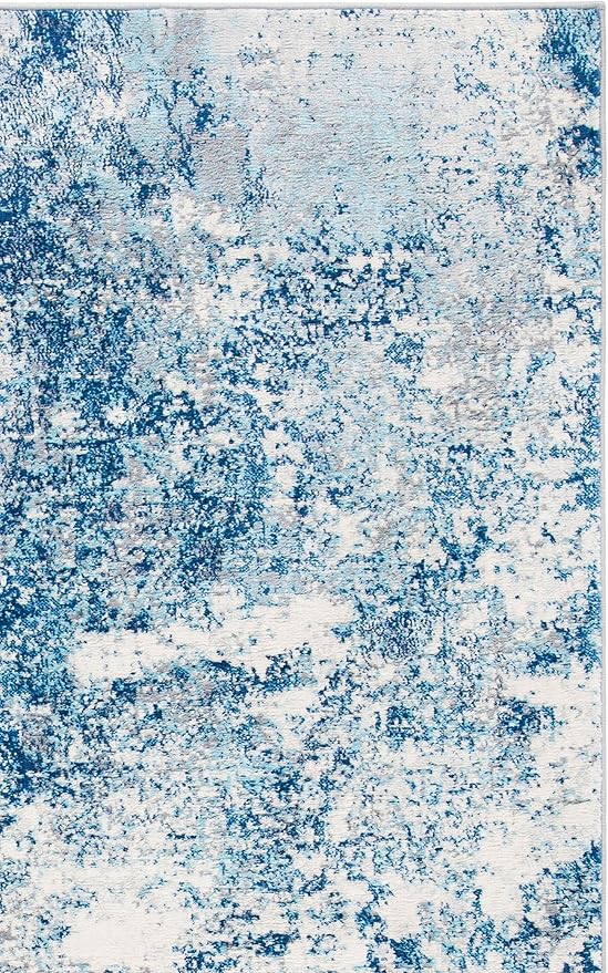 SAFAVIEH Brentwood Collection Runner Rug - 2' x 10', Ivory & Navy, Modern Abstract Design, Non-Shedding & Easy Care, Ideal for High Traffic Areas in Living Room, Bedroom (BNT822B)