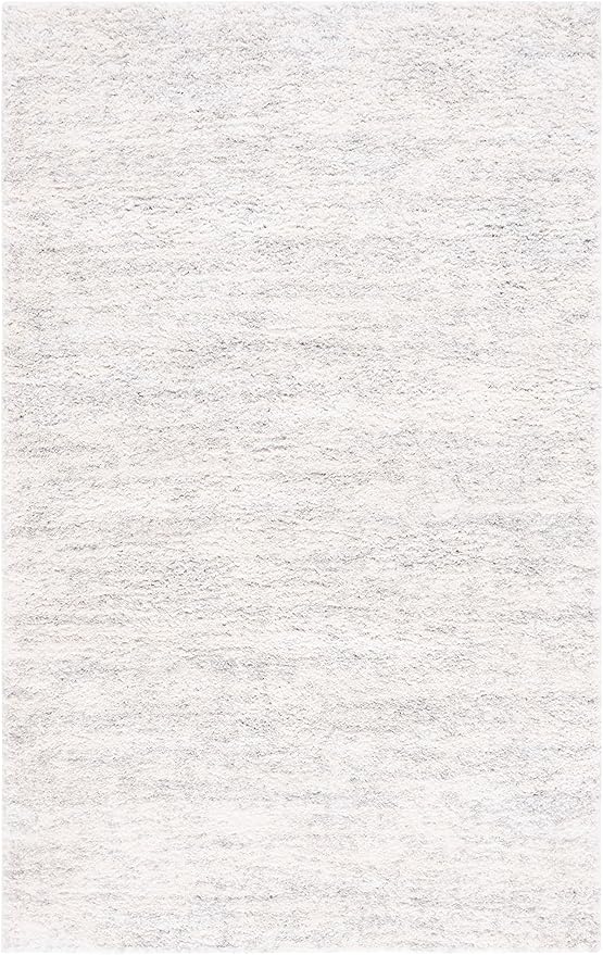 SAFAVIEH Berber Shag Collection Area Rug - 5'5" x 7'7", Ivory & Light Grey, 1.2-inch Thick Ideal for High Traffic Areas in Living Room, Bedroom (BER563F)