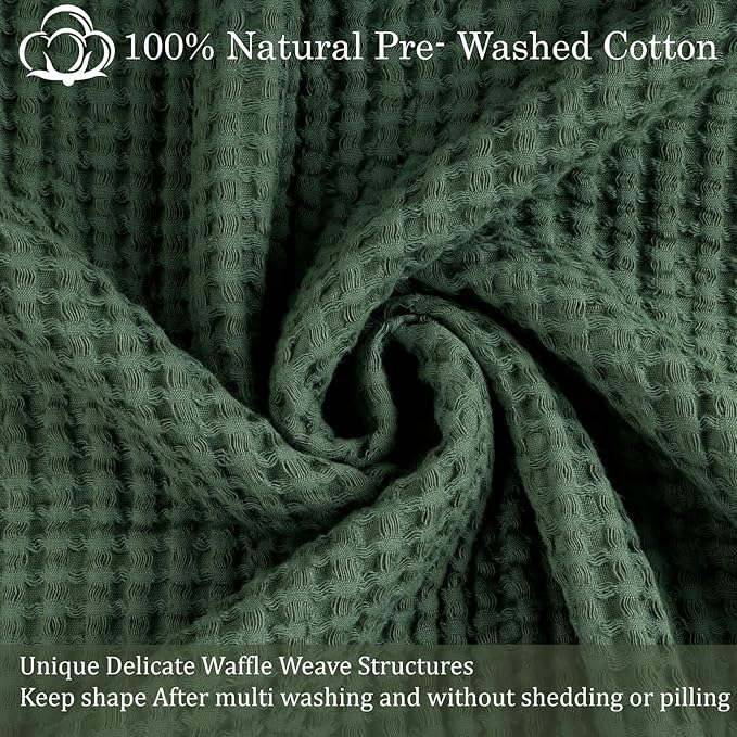 HILLFAIR 100% Combed Cotton Blanket– Twin Size Bed Blankets– Warm Soft All Season Breathable Lightweight Summer Blankets– Waffle Weave Home Decor Bed Blanket: Olive
