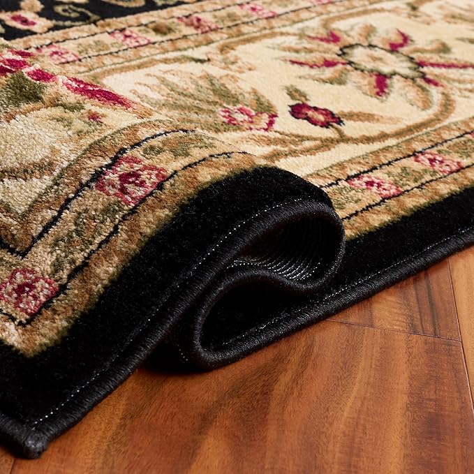 SAFAVIEH Lyndhurst Collection Accent Rug - 3'3" x 5'3", Black & Ivory, Traditional Oriental Design, Non-Shedding & Easy Care, Ideal for High Traffic Areas in Entryway, Living Room, Bedroom (LNH212A)