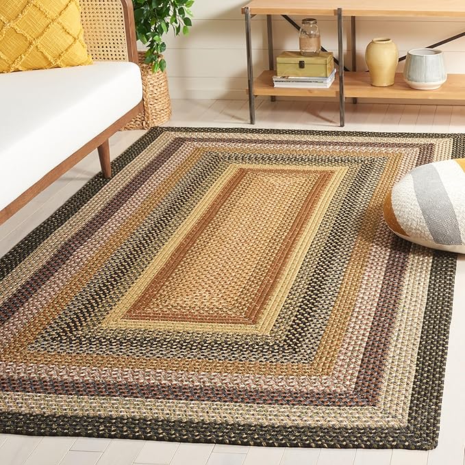 SAFAVIEH Washable Rug Outdoor Braided Collection - 5' x 8', Multi, Handmade & Reversible, Non-Shedding & Easy to Clean, Ideal for Patio, Backyard, Mudroom (BRD308A)