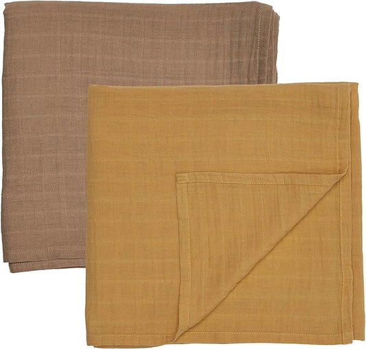 Baby Swaddle – Organic Cotton Muslin Baby Swaddles for Newborns 47” x 47” 2-Pack (Autumn Yellow/Natural)