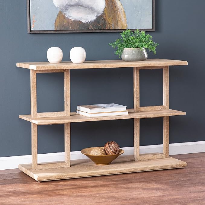 SEI Furniture Markworth Geometric 42" Wood ConsoleTable, Natural