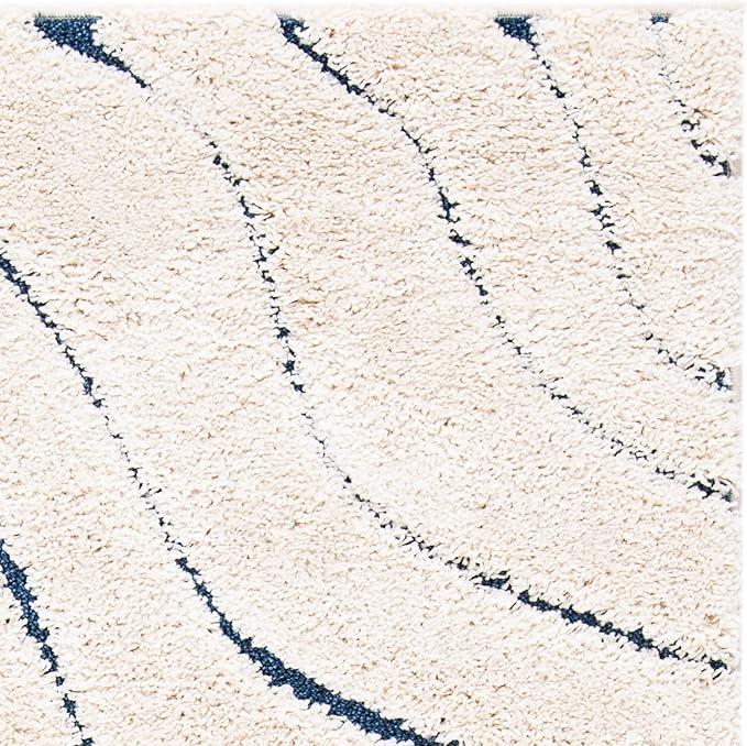 SAFAVIEH Florida Shag Collection Area Rug - 6' x 9', Cream & Blue, Non-Shedding & Easy Care, 1.2-inch Thick Ideal for High Traffic Areas in Living Room, Bedroom (SG472-1165)