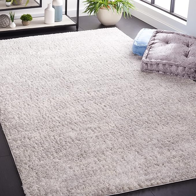SAFAVIEH Berber Shag Collection Area Rug - 6'7" x 9', Grey & Ivory, Modern Design, Non-Shedding & Easy Care, 1.2-inch Thick, Ideal for The Living Room, Bedroom, Dining Room (BER563G-7)