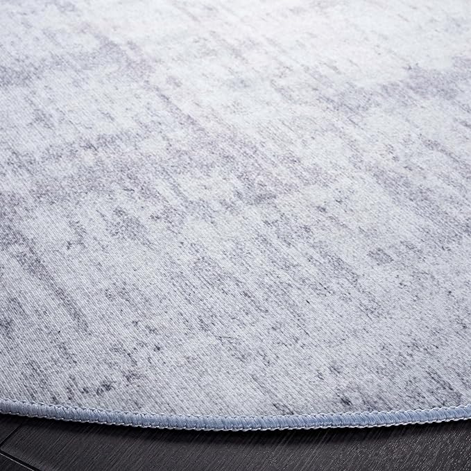 SAFAVIEH Washable Rug Tacoma Collection - 8' Round, Light Grey & Grey, Slip Resistant & Easy to Clean, Ideal for Living Room, Bedroom, Home Office, Dining Space (TAC857F)