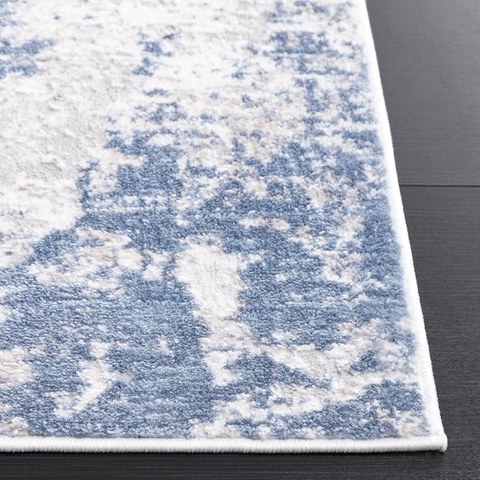 SAFAVIEH Amelia Collection Accent Rug - 4' x 6', Dark Blue & Grey, Modern Abstract Design, Non-Shedding & Easy Care, Ideal for High Traffic Areas in Living Room, Bedroom, Dining (ALA705M-4)