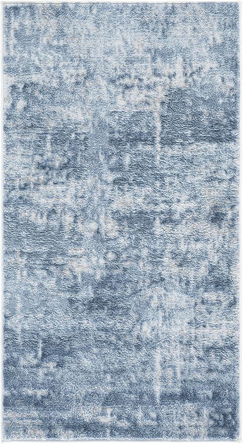SAFAVIEH Amelia Collection Area Rug - 2'2" x 4', Ivory & Steel Blue, Modern Abstract Design, Non-Shedding & Easy to Clean, Ideal for Hallway, Foyer, Entryway, Accent Space (ALA700D)