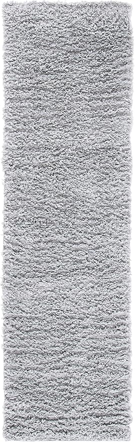 SAFAVIEH August Shag Collection Runner Rug - 2' x 11', Silver, Solid Design, Non-Shedding & Easy Care, 1.5-inch Thick Ideal for High Traffic Areas in Living Room, Bedroom (AUG200G)