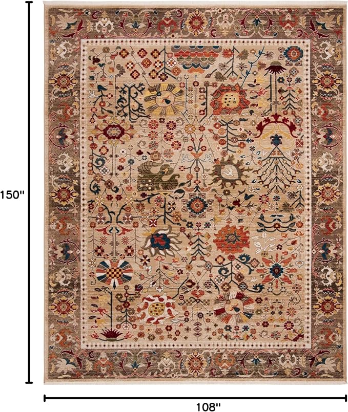SAFAVIEH Kashan Collection Area Rug - 9' x 12'6", Beige & Taupe, Traditional Oriental Design, Non-Shedding & Easy Care, Ideal for High Traffic Areas in Living Room, Bedroom (KSN303K)