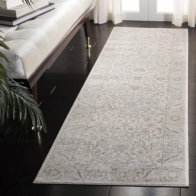 SAFAVIEH Isabella Collection Runner Rug - 2'2" x 9', Cream & Beige, Oriental Design, Non-Shedding & Easy Care, Ideal for High Traffic Areas in Living Room, Bedroom (ISA912A)