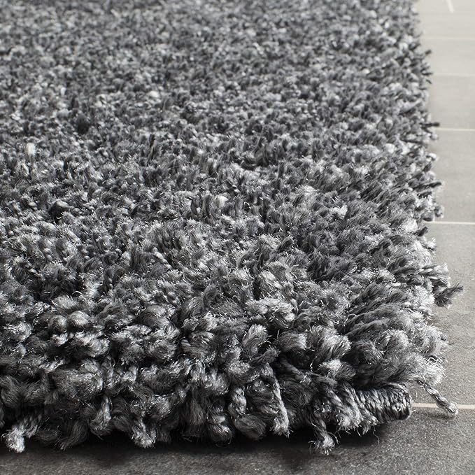 SAFAVIEH Santa Monica Shag Collection 4' x 6' Dark Grey SGN725 Solid Non-Shedding Living Room Bedroom Dining Room Entryway Plush 2-inch Thick Area Rug