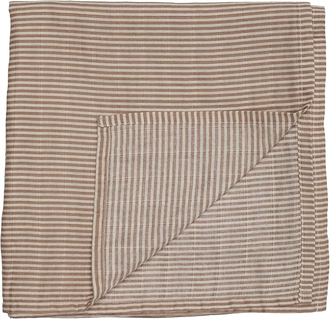 Baby Swaddle – Organic Cotton Muslin Baby Swaddles for Newborns 47” x 47” (Natural Stripe)