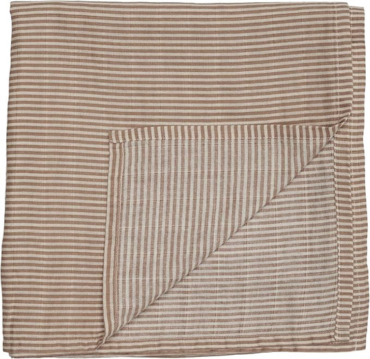 Baby Swaddle – Organic Cotton Muslin Baby Swaddles for Newborns 47” x 47” (Natural Stripe)
