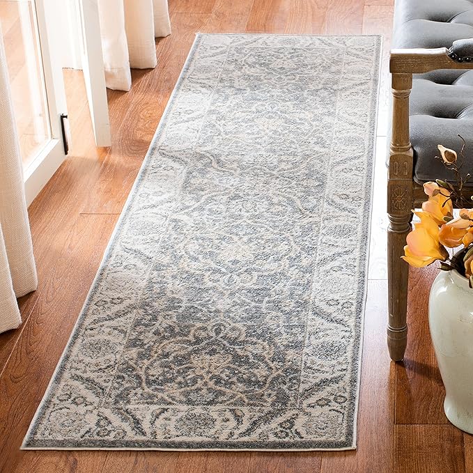SAFAVIEH Isabella Collection Runner Rug - 2'2" x 8', Grey & Dark Grey, Oriental Design, Non-Shedding & Easy Care, Ideal for High Traffic Areas in Living Room, Bedroom (ISA912H)
