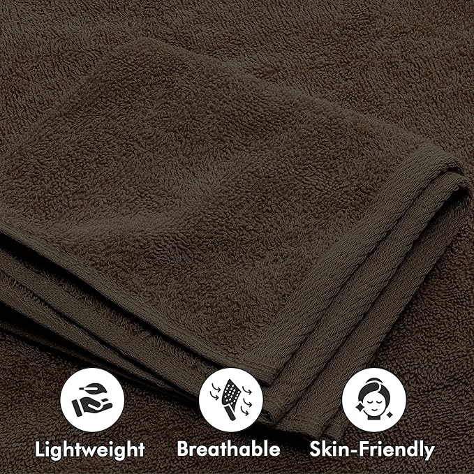 Bath Towels Set of 8 – 100% Cotton (Dark Brown) Bathroom Towel Set Bale Includes 2 Bath, 2 Hand, 4 Face Towels – Soft, Absorbent & Quick Dry Towel for Bathroom, Spa, Kitchen, Hotel Use