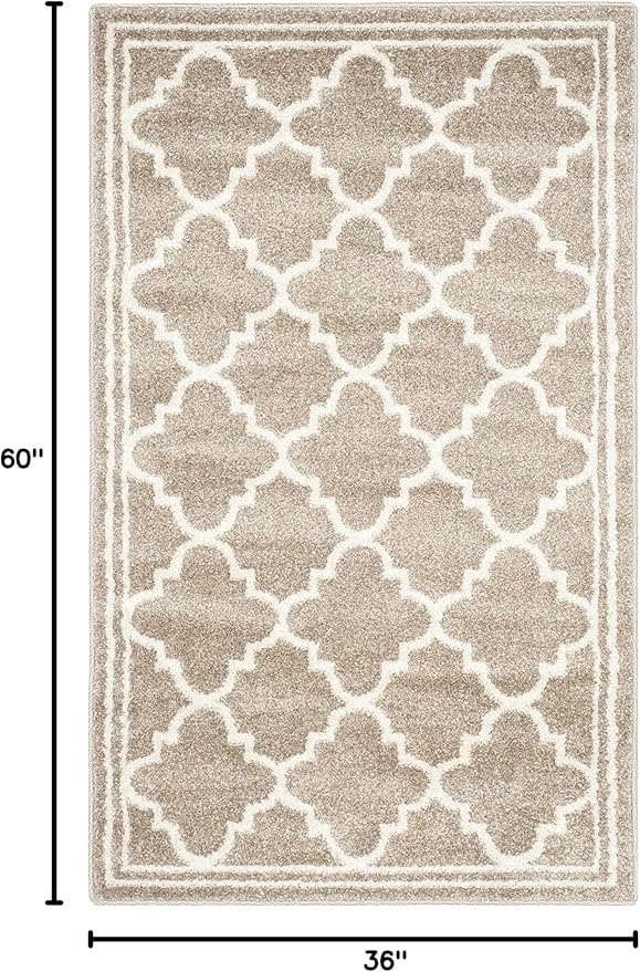 SAFAVIEH Amherst Collection Accent Rug - 3' x 5', Wheat & Beige, Moroccan Trellis Design, Non-Shedding & Easy Care, Ideal for High Traffic Areas in Entryway, Living Room, Bedroom (AMT422S)