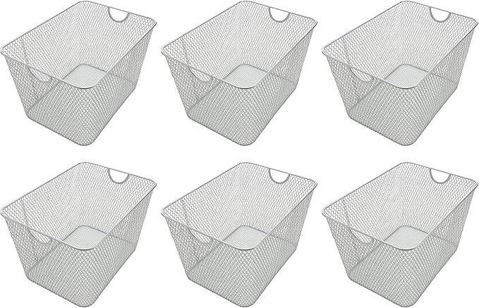 YBM HOME Kitchen Pantry Organizer Wire Basket for Shelves, Cabinets, Pantry, Countertop, Mesh Open Storage Bin Metal Basket for Organizing Food Supplies 14 x 10 x 9, Pack of 6