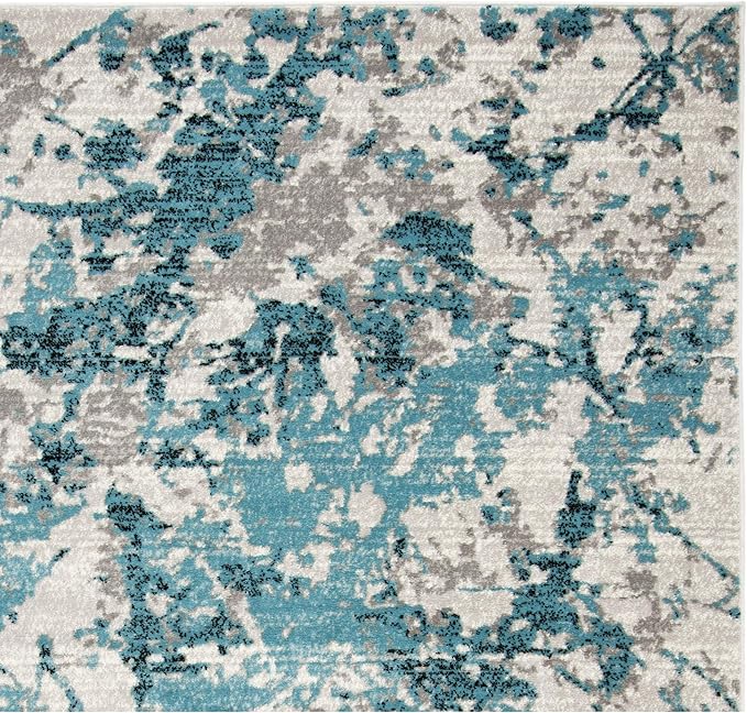 SAFAVIEH Skyler Collection 8' x 10' Blue/Ivory SKY186M Modern Abstract Non-Shedding Living Room Bedroom Dining Home Office Area Rug