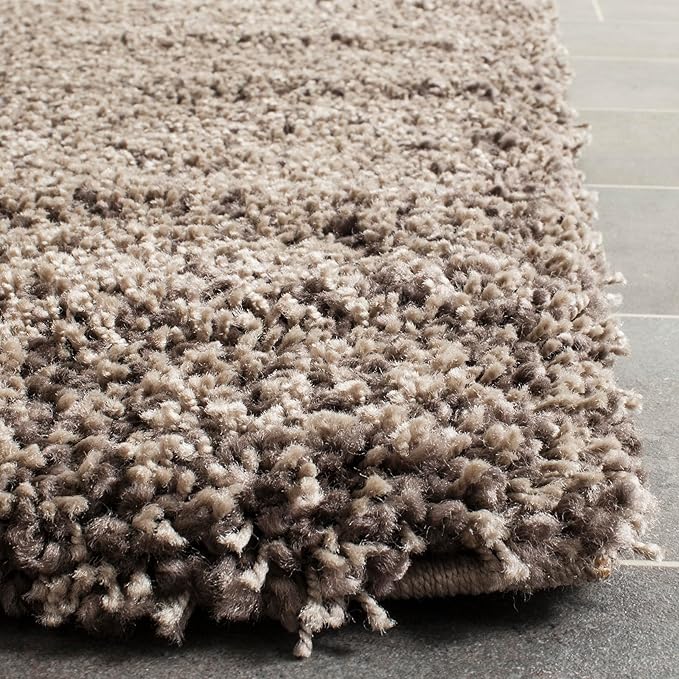 SAFAVIEH Santa Monica Shag Collection 2'3" x 11' Mushroom SGN725 Solid Non-Shedding Living Room Bedroom Dining Room Entryway Plush 2-inch Thick Runner Rug