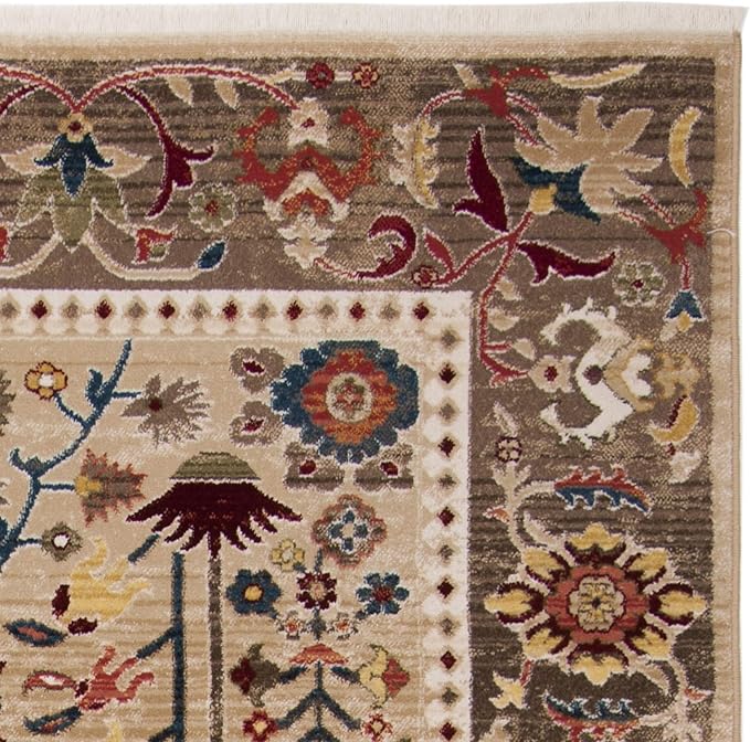 SAFAVIEH Kashan Collection Accent Rug - 3'3" x 4'1, Beige & Taupe, Traditional Oriental Design, Non-Shedding & Easy Care, Ideal for High Traffic Areas in Entryway, Living Room, Bedroom (KSN303K)