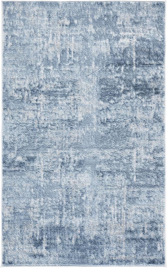 SAFAVIEH Amelia Collection Accent Rug - 3' x 5', Ivory & Steel Blue, Modern Abstract Design, Non-Shedding & Easy Care, Ideal for High Traffic Areas in Living Room, Bedroom, Dining (ALA700D-3)