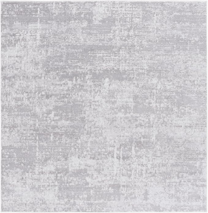 SAFAVIEH Amelia Collection Area Rug - 6'7" Square, Ivory & Stone Grey, Modern Abstract Design, Non-Shedding & Easy Care, Ideal for High Traffic Areas in Living Room, Bedroom, Dining (ALA700E-7SQ)