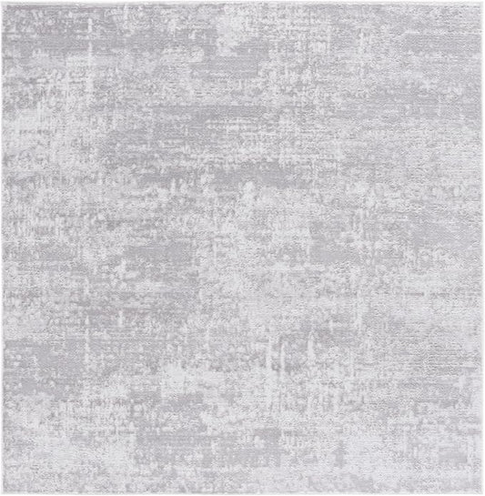 SAFAVIEH Amelia Collection Area Rug - 6'7" Square, Ivory & Stone Grey, Modern Abstract Design, Non-Shedding & Easy Care, Ideal for High Traffic Areas in Living Room, Bedroom, Dining (ALA700E-7SQ)