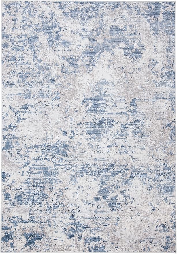 SAFAVIEH Amelia Collection Area Rug - 6' x 9', Grey & Blue, Modern Abstract Design, Non-Shedding & Easy Care, Ideal for High Traffic Areas in Living Room, Bedroom (ALA705F)
