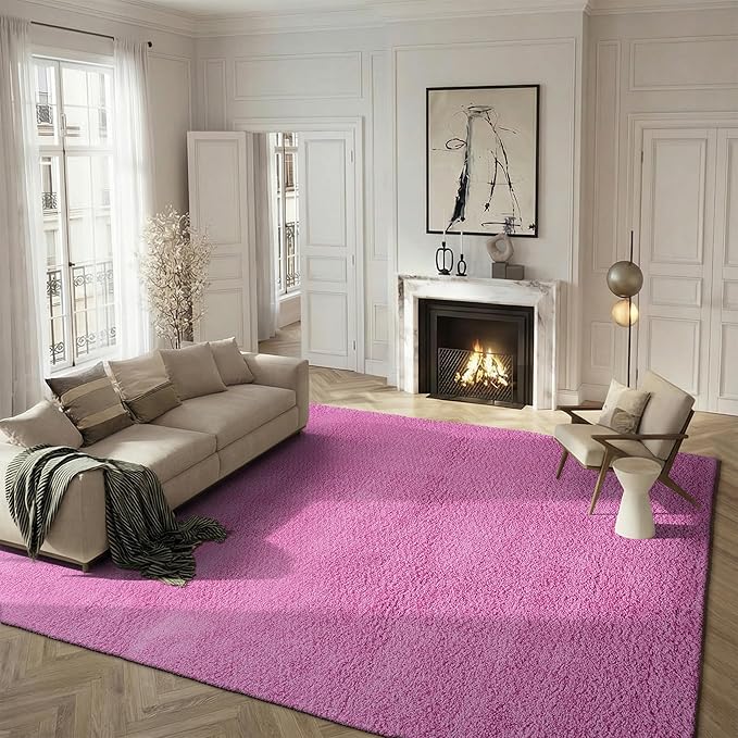 SAFAVIEH Santa Monica Shag Collection 8' x 10' Pink SGN725 Solid Non-Shedding Living Room Bedroom Dining Room Entryway Plush 2-inch Thick Area Rug