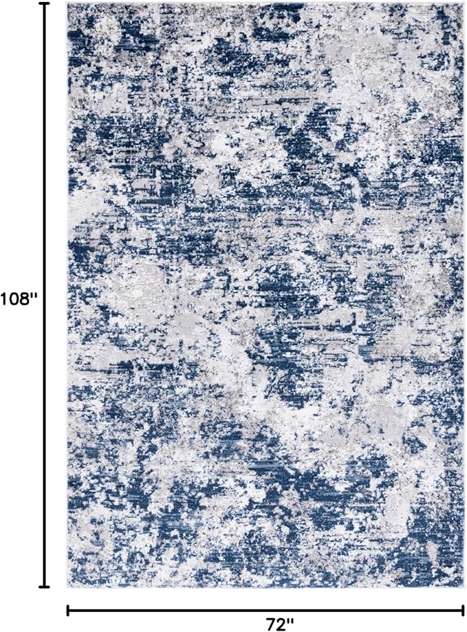 SAFAVIEH Amelia Collection Area Rug - 6' x 9', Ivory & Navy, Modern Abstract Design, Non-Shedding & Easy Care, Ideal for High Traffic Areas in Living Room, Bedroom, Dining (ALA705A-6)